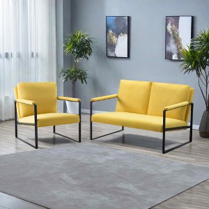 MAYEERTY 26.8 Inch +49.2 Inch 2 Pieces Accent Armchair - Padded Square Arms, Sturdy Metal Frame, Compressed Cushions - 1 of 4