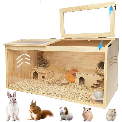 Picture of 1pc solid wood+acrylic hamster cage, no scars, two windows with locks ...