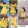 EXLURA Women's 2025 Casual Long Lantern Sleeve Dresses Square Neck Ruffle Tie Back Elastic Waist Aline Short Mini Dress - 4 of 4