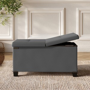 StorageBud Storage Ottoman for Bedroom End of Bed, Faux Leather Storage Bench, Large Storage Ottoman Bench, Entryway Bench with Storage - 1 of 4