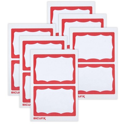 Sicurix Adhesive Badges, Red Border, 100 Per Pack, 6 Packs : Target