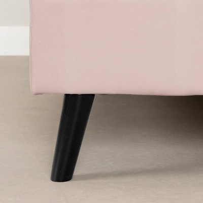 Pale Pink Velvet Upholstered Twin Platform Bed with Headboard