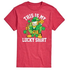 Men's - Garfield - This Is My Lucky Shirt Patrick's Day Short Sleeve Graphic T-Shirt - 1 of 4
