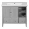 NicBex Bathroom Vanity without Sink/with Sink,Modern Style Bathroom Sink Vanity with 2 Doors and Drawers,36" Bathroom Sink Cabinet,Gray/White - 2 of 4
