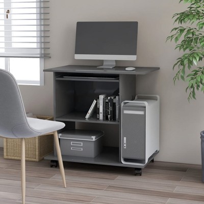 vidaXL Computer Desk High Gloss Gray 31.5 in.x19.7 in.x29.5 in. Engineered Wood