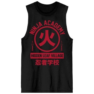 Naruto Shippuden Ninja Academy Crew Neck Sleeveless Men's Black Tank Top - 1 of 3