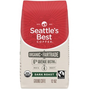 Seattle's Best Coffee Organic 6th Avenue Bistro Blend Dark Roast Ground Coffee - 12oz - 1 of 4