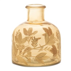 Foliage Etched Glass Bottle Vase (Set of 2) - 1 of 2