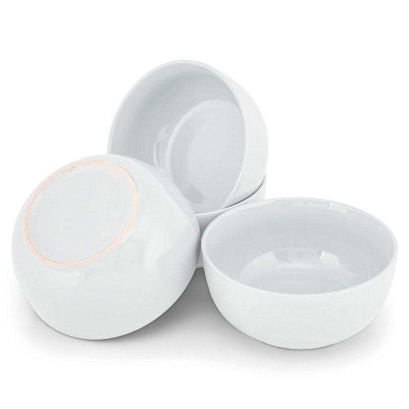 Elanze Designs Bistro Glossy Ceramic 6.5 inch Soup Bowls Set of 4, White, 4 of 7