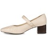 Journee Signature Womens Genuine Leather Ellsy Mary Jane Low Stacked Heel Square Toe Pumps - 2 of 4