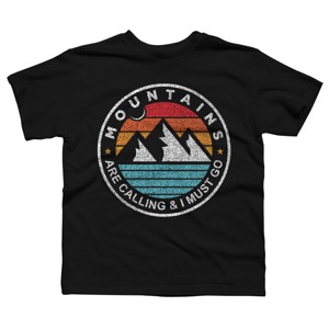 Boy's Design By Humans Mountains Are Calling, I Must Go By DragonTee T-Shirt - 1 of 2