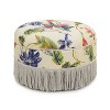 Kumasinova 24" Round Tropical Floral Accent Ottoman with Tassel Rope Bullion Fringe,Vintage Footrest Ottoman Stool for Living Room&Bedroom,Beige - 2 of 4