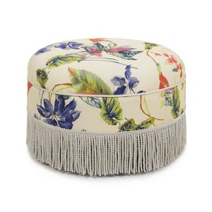 NicBex Modern 24" Round Ottoman Upholstered Footstools with Button Tufted Top for Bedroom and Living Room - 1 of 4