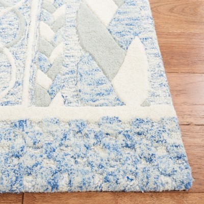 Blue and Ivory Hand-Tufted Wool Rectangular Area Rug