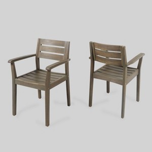 Stamford 2pk Acacia Wood Dining Chairs - Christopher Knight Home - 1 of 4