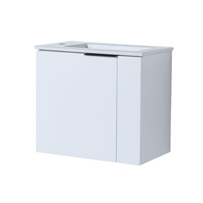 Bathroom Vanity with Sink, White Plywood 22" Bathroom Storage Cabinet Floor Floating, Soft Close Sliding Barn Door Free Standing Single Basin Vanity