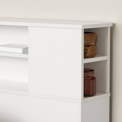 Pure White Queen Bookcase Headboard with Storage