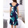 Womens Pajama Cap Sleeve Night Dress Floral Nightgowns with Ruffle Hem - 2 of 4