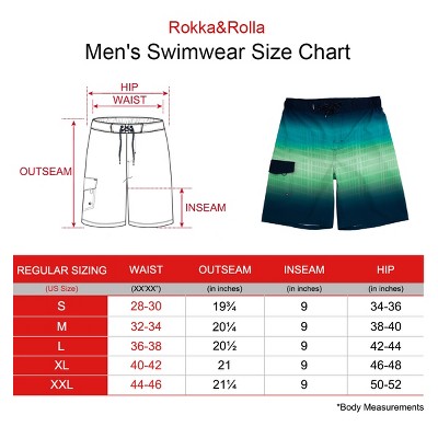 Rokka&Rolla Men's 9" Half Elastic Waist Board Swim Shorts -Green Vapor, size Medium — фото 2