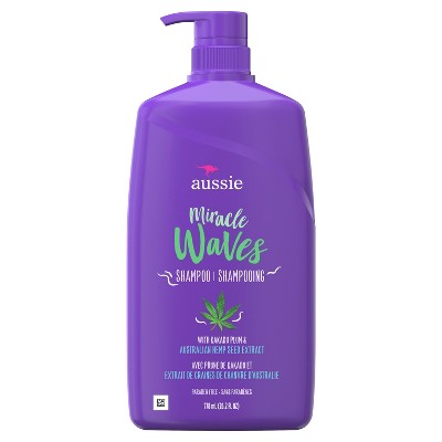 Aussie Miracle Waves Anti-Frizz Hemp Paraben-Free Shampoo, 26.2 fl oz