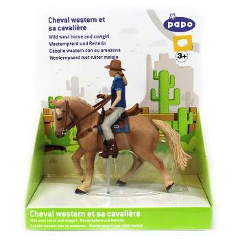 Wild West Horse and Cow Girl Toy Figure by Papo 51566