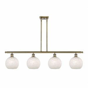 White Mouchette - 4 Light Stem Hung Island In Modern Style-10.5 Inches Tall and 48 Inches Wide - 1 of 1
