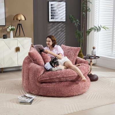 Aukfa 55" Oversized Round Chaise Lounge Chair, Modern Circle/Cloud Sofa Bed, Bean Bag Chair For Living Room