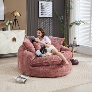 Aukfa 55" Oversized Round Chaise Lounge Chair, Modern Circle/Cloud Sofa Bed, Bean Bag Chair For Living Room - 1 of 4