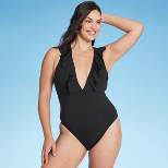 Women's Plunge Flounce Neckline One Piece Swimsuit - Shade & Shore™