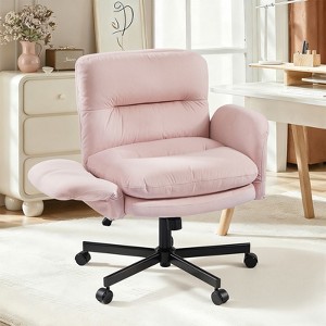 Bestier Criss Cross Chair with Armrests & Wheels, Ergonomic Cross Legged Office Chair Computer Task Chair, Desk Chair for Home Office & Vanity - 1 of 4