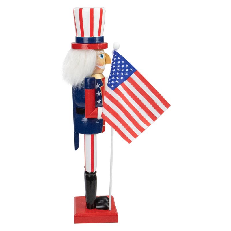 Northlight 15 Patriotic Red and Blue Wooden Uncle Sam Christmas Nutcracker Tabletop Decor, 4 of 6