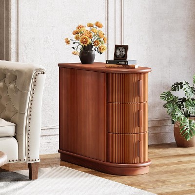 Walnut 3-Drawer Solid Wood Slim End Table