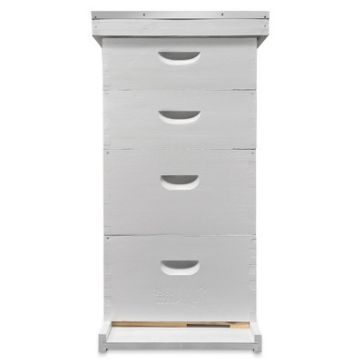 White Wooden Beehive Kit with Deep Brood Boxes and Medium Supers