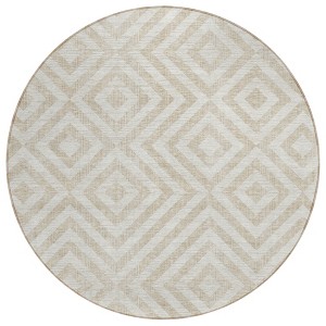 Ivory And Beige Geometric Washable Indoor Outdoor Area Rug - 1 of 4