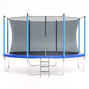 Outdoor Trampoline for Kids & Adults, Recreational Trampoline w/Ladder & Safety Net, Backyard Trampoline, 440LBS Capacity, Round Pumpkin Trampoline - 1 of 4