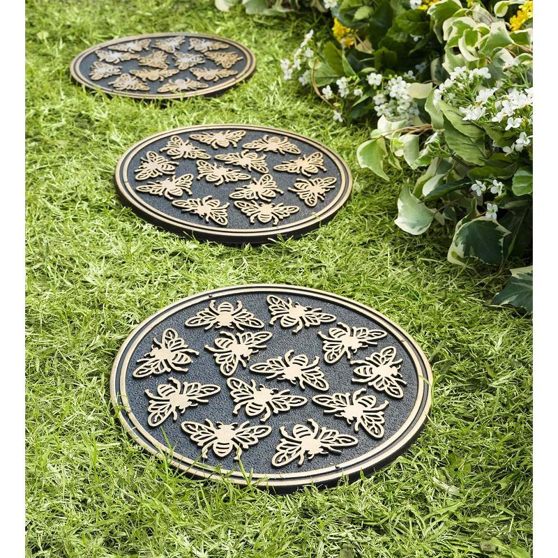 Plow & Hearth - Recycled Rubber Garden Pathway Round Stepping Stones, Set of 3, 2 of 3