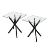 Dolonm 17.72" Square Tempered Glass End Table with Metal Legs, Set of 2, Modern Living Room Side Tables - 2 of 4