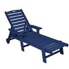 5 Level Adjustable Outdoor Chaise Lounge With Wood Texture,HDPE Patio Chaise Lounge,Patio Lounge Chair With Wheels And Cup Holder -Maison Boucle - 3 of 4
