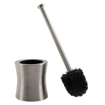 Hour Glass Shaped Silver Stainless Steel Toilet Brush and Holder