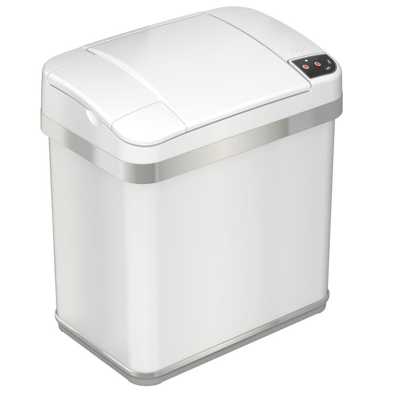 iTouchless Sensor Bathroom Trash Can with AbsorbX Odor Filter and Fragrance 2.5 Gallon White Stainless Steel, 1 of 7