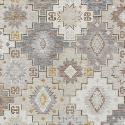 HomeRoots 5' X 8' Ivory Gold And Gray Southwestern Washable Indoor Outdoor Area Rug