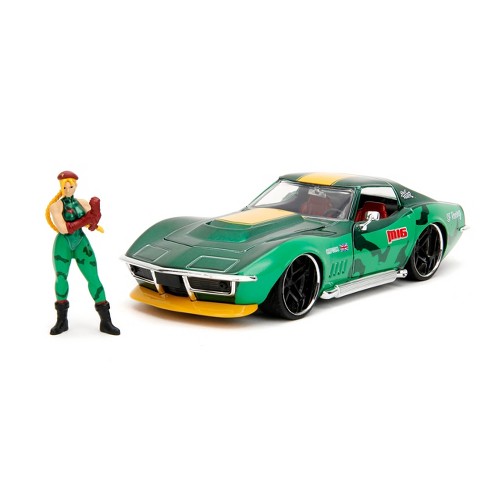 Jada Toys Street Fighter 1969 Chevrolet Corvette Stingray ZL1 Diecast  Vehicle with Cammy Figure 1:24 Scale