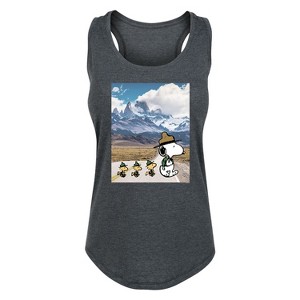 Women's - Peanuts - Camper Snoopy Graphic Racerback Tank - 1 of 4