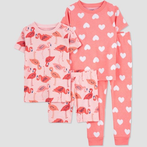 Carter's Just One You®️ Toddler Girls' 4pc Flamingoes Rainbow Suns Pajama  Set - Pink/White 12M