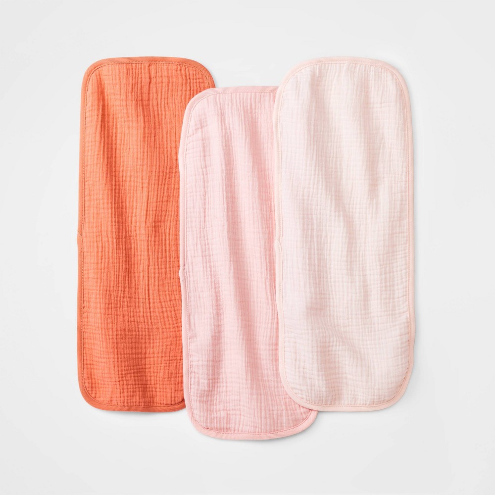 Photos - Bib Baby 3pk Basic Muslin Burp Cloth - Cloud Island™ Pink