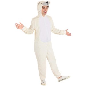 HalloweenCostumes.com Adult White Polar Bear Costume Onesie | Bear Costumes - 1 of 4