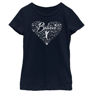 Girl's Peter Pan Believe Christmas Snowflakes T-Shirt - 1 of 4