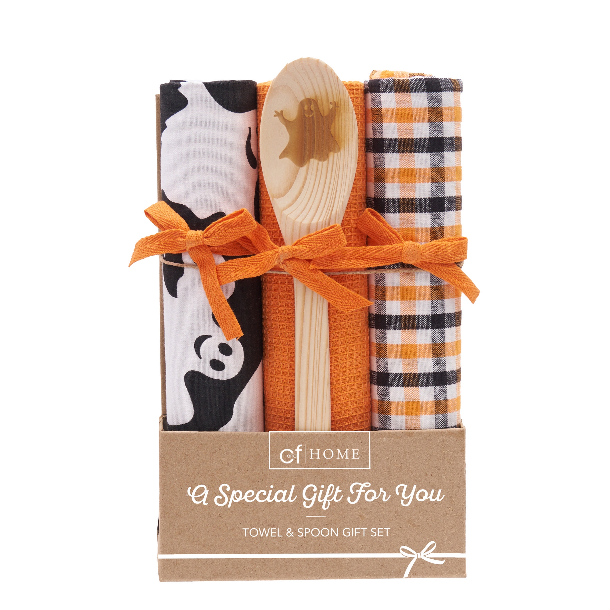 C&F Home Hey Boo Halloween Kitchen Dishtowels & Spoon Gift Bundle Set of 4