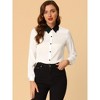 Allegra K Women's Work Long Sleeve Contrast Collar Satin Button Down Shirt - 3 of 4