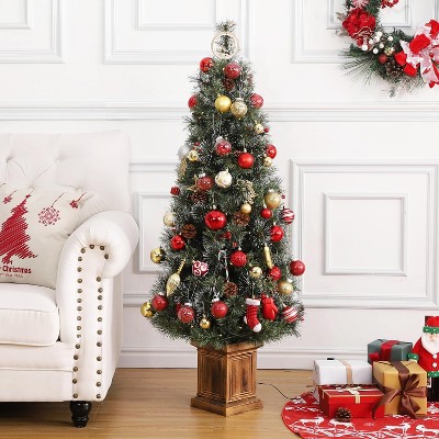 Whizmax 4.5ft Pre-Lit Artificial Holiday Christmas Tree with 200 Lights,Berry Clusters and Light Box for Home Office Decoration
